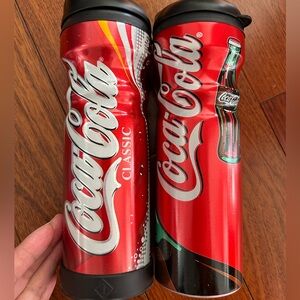 Coke Metal Reusable Travel Mugs Set - Black Lids with Red Accents